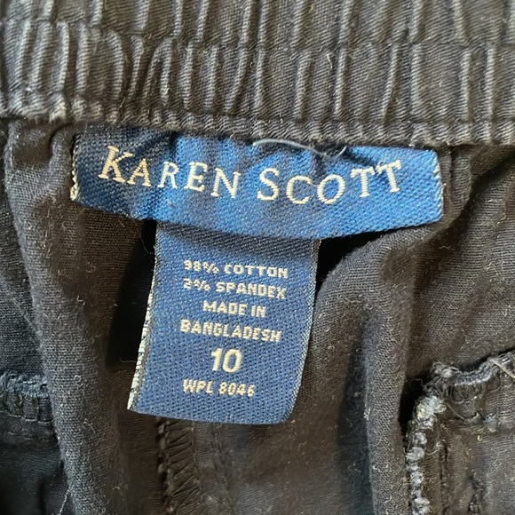 Karen Scott Bermuda shorts navy blue pockets back elastic waist cotton size 10 - Picture 10 of 10